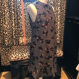 Rebecca Taylor Silk Grey floral dress size 8